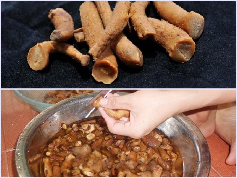 Sơ chế chân nấm để cách làm ruốc nấm