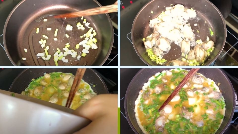 Chế biến món hàu chiên trứng