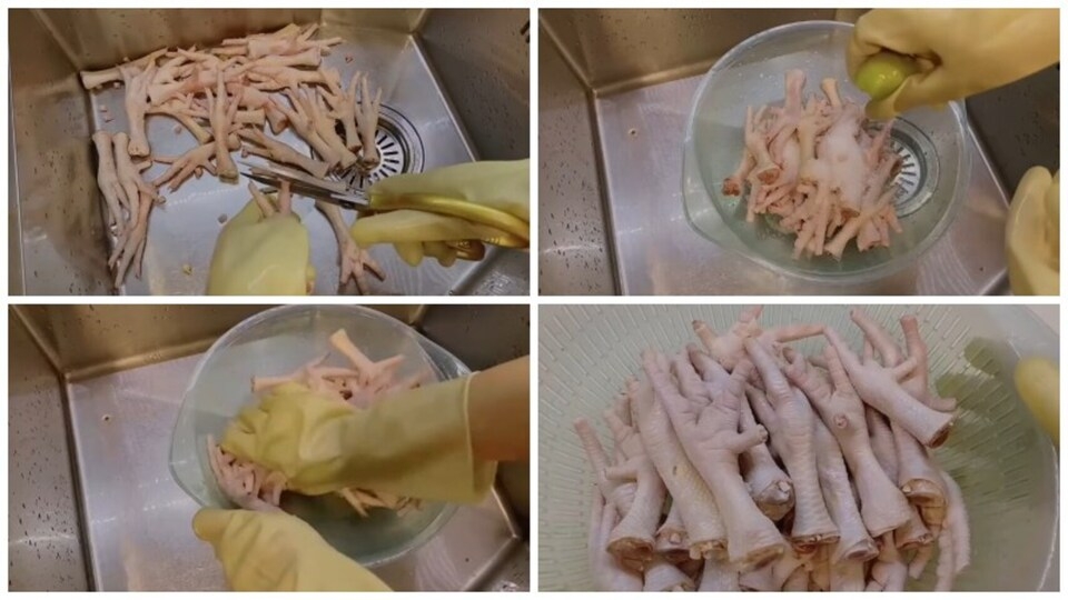 Dùng chanh kết hợp với muối để khử mùi hôi tanh của chân gà