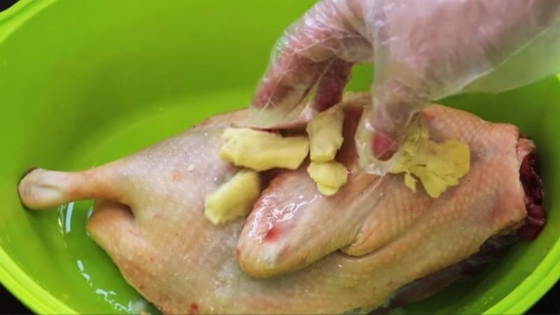 sơ chế gà nấu gỏi gà hành tây
