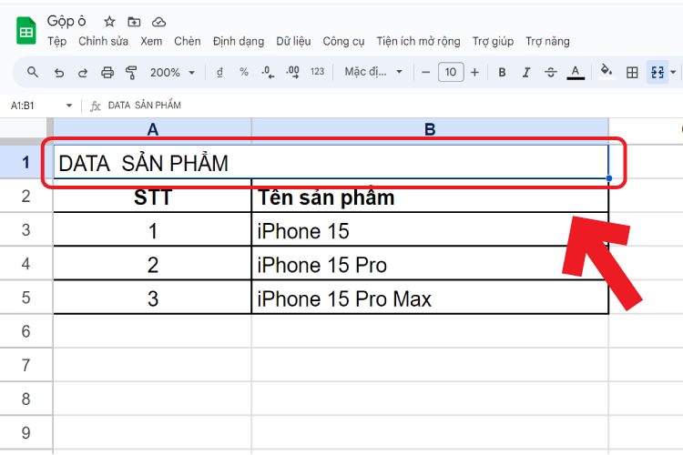 Sau khi hợp nhất ô text sẽ nằm lệch về bên trái