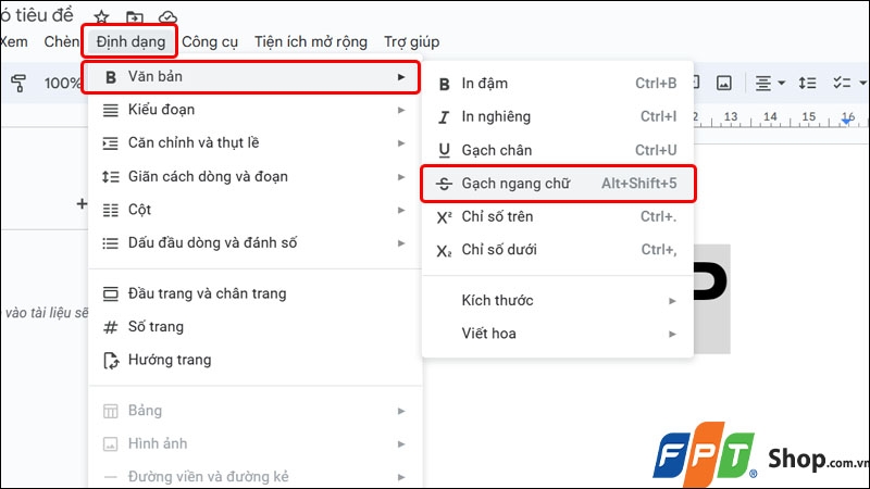 Viết chữ gạch ngang trong Google Docs - hình 7