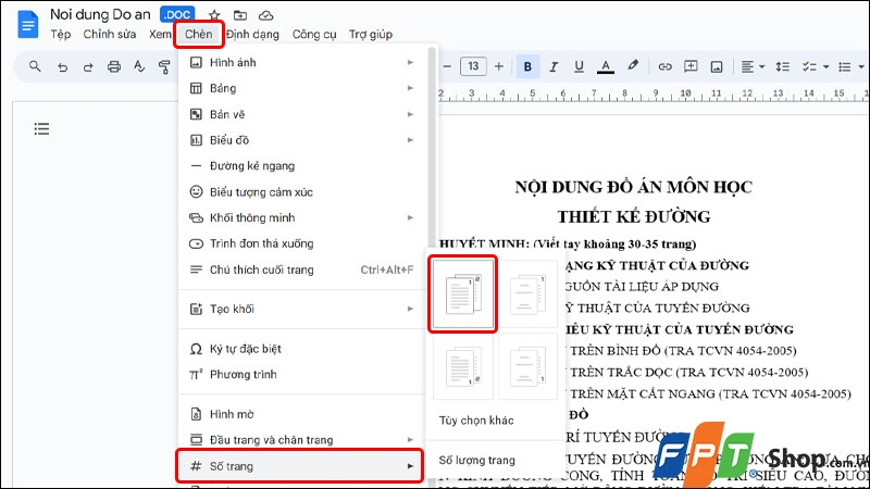 Đánh số trang trong Google Docs - hình 2