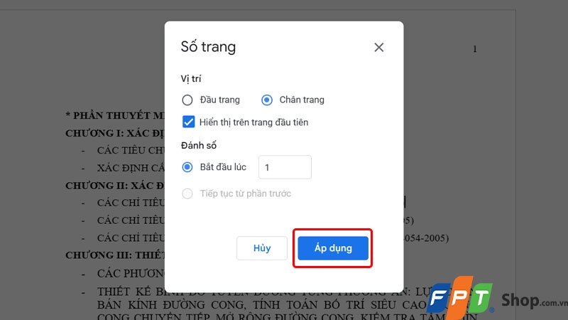 Đánh số trang trong Google Docs - hình 6