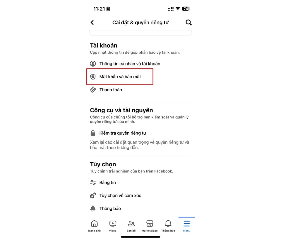 Đổi mật khẩu Facebook khi vẫn đang đăng nhập bước 4