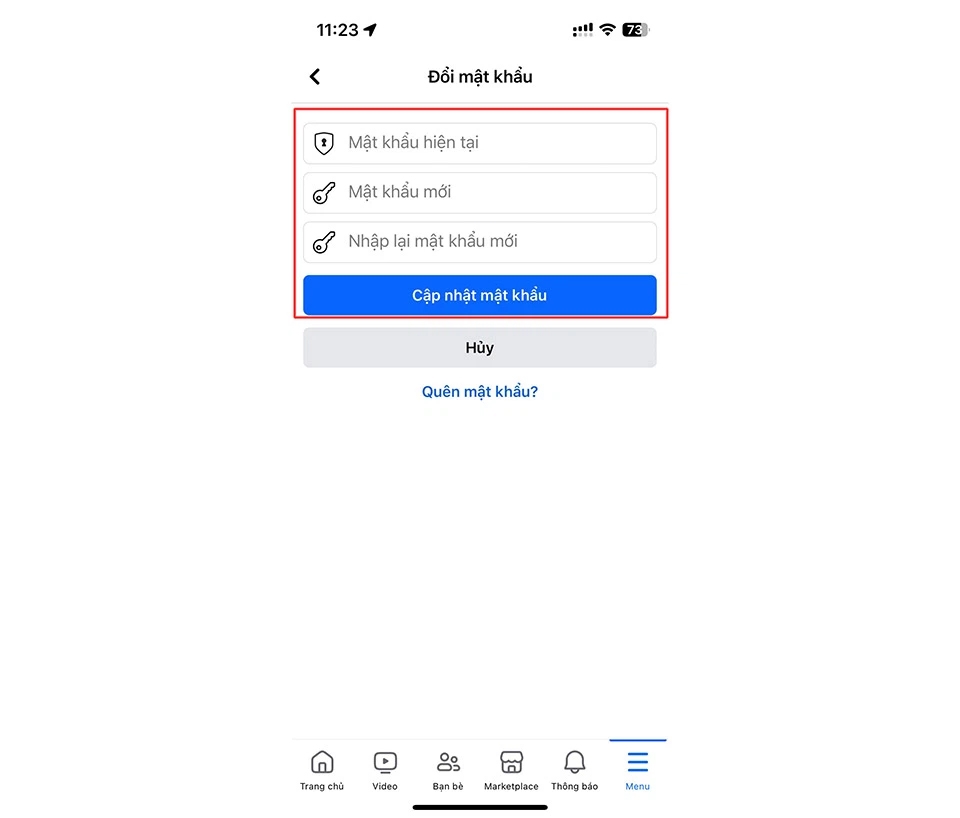 Đổi mật khẩu Facebook khi vẫn đang đăng nhập bước 6