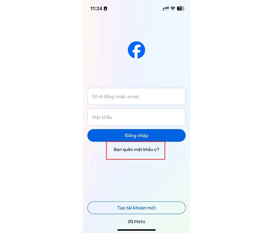 Đổi mật khẩu Facebook khi đăng xuất bước 1