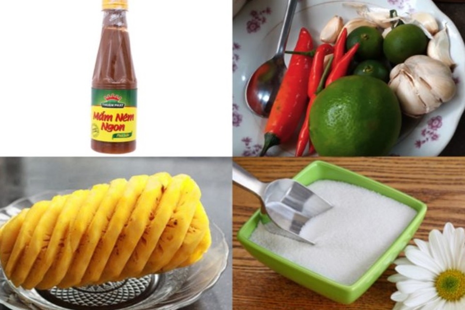 Pha mắm nêm ăn cùng bún mắm nêm thịt luộc