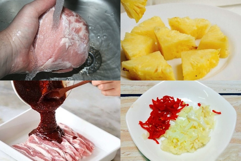 Sơ chế nguyên liệu làm bún mắm nêm thịt quay
