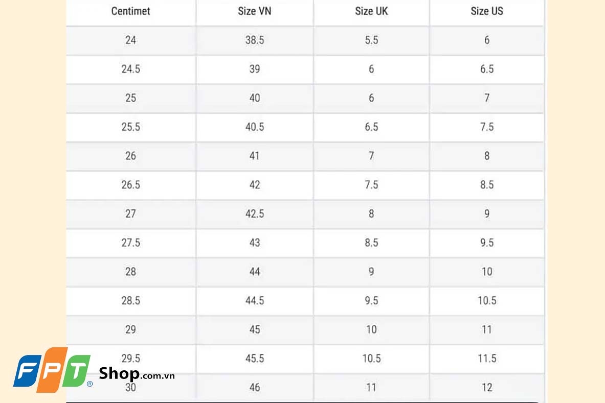 size giày - hình 1