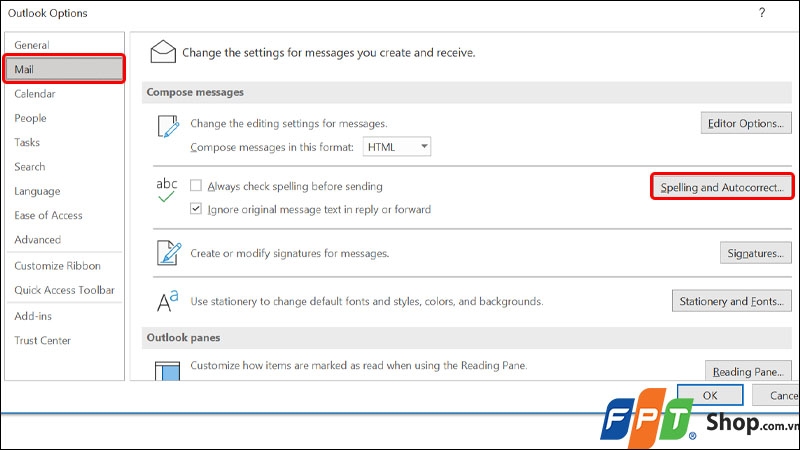 Tắt kiểm tra lỗi chính tả trong Outlook - hình 5