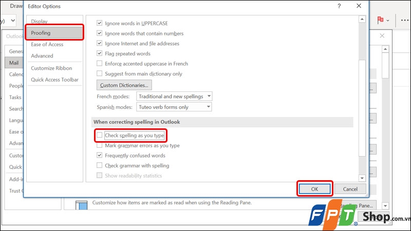 Tắt kiểm tra lỗi chính tả trong Outlook - hình 6