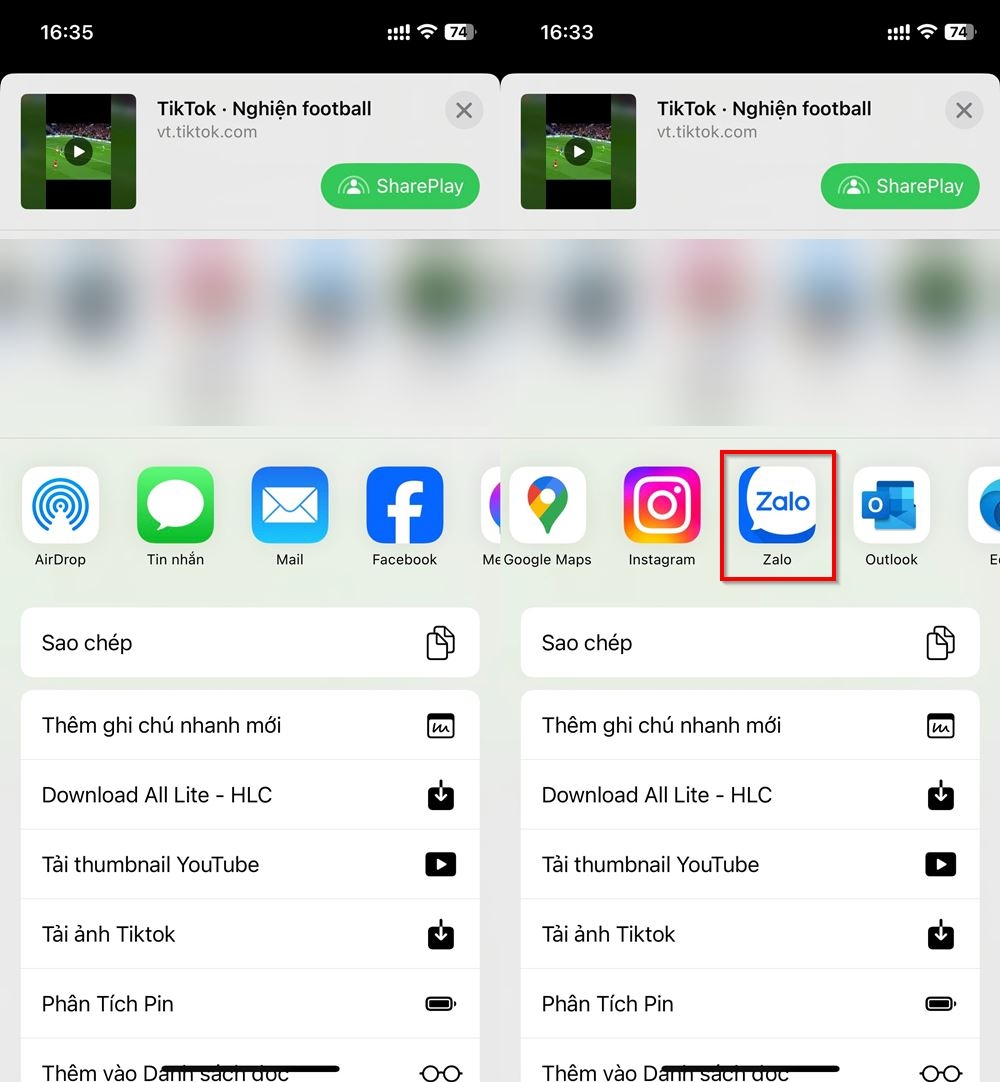 Cách gửi video TikTok qua Zalo 2
