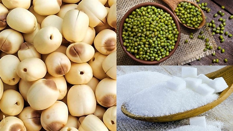 Chuẩn bị nguyên liệu nấu sữa hạt sen đậu xanh