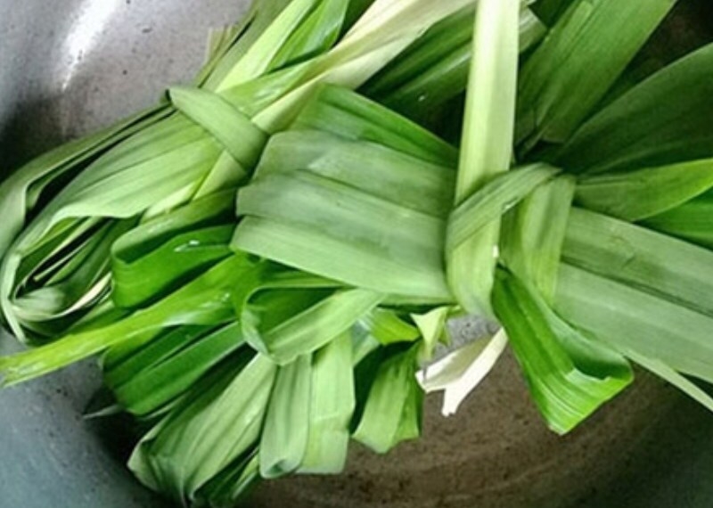 Cuộn lá dứa thành bó