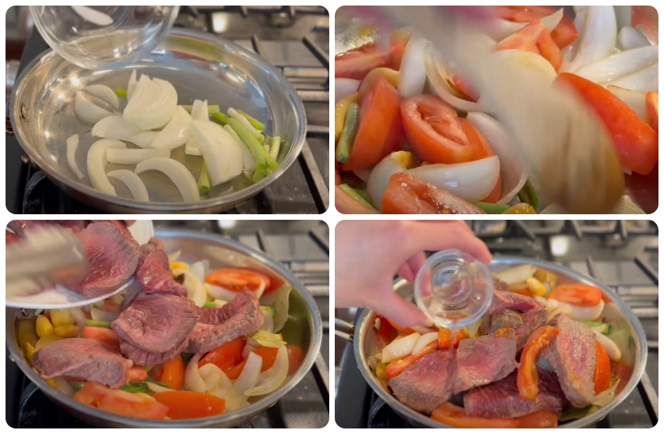 Xào thịt bò trong lửa nhỏ
