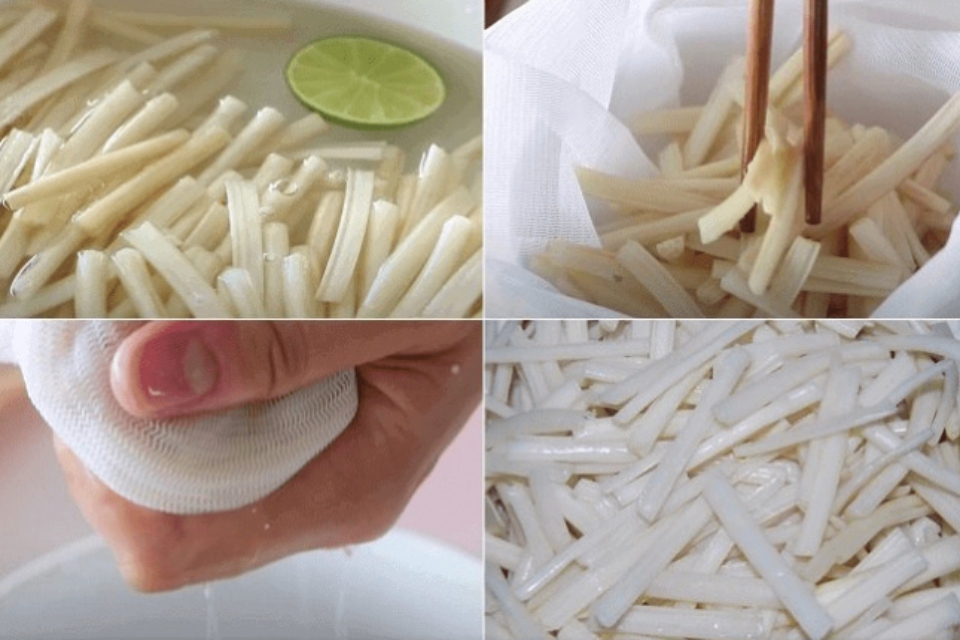 Ngó sen được sơ chế sạch trước khi chế biến