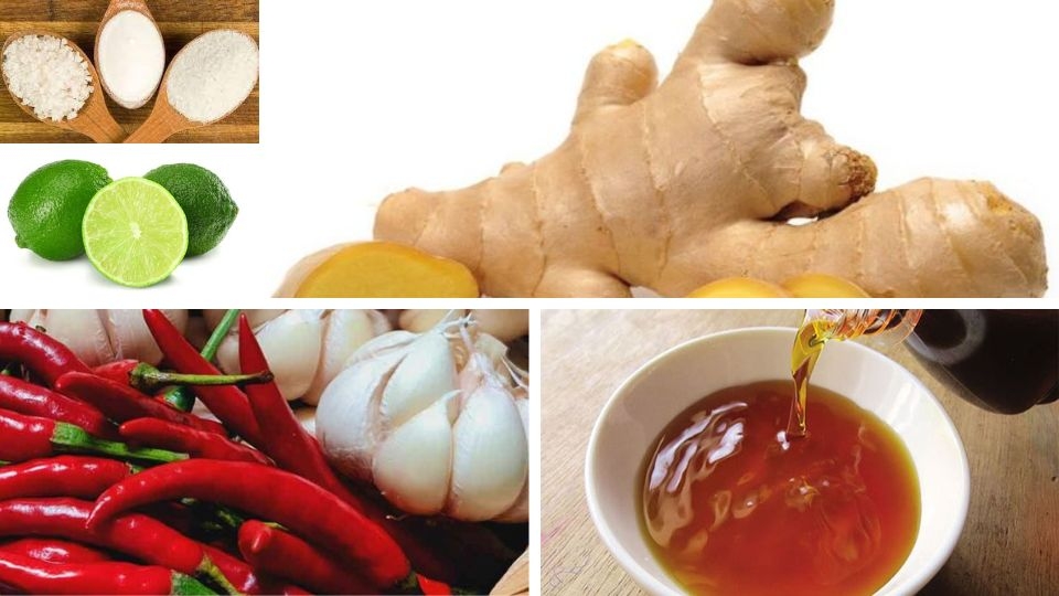 Nguyên liệu làm nước mắm gừng ăn cháo vịt