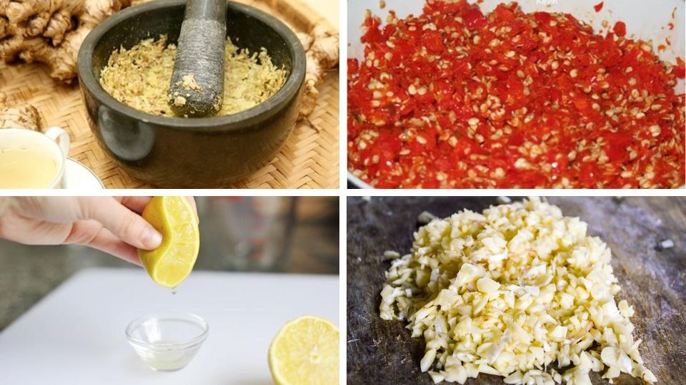 Sơ chế nguyên liệu làm nước mắm gừng ăn cháo vịt