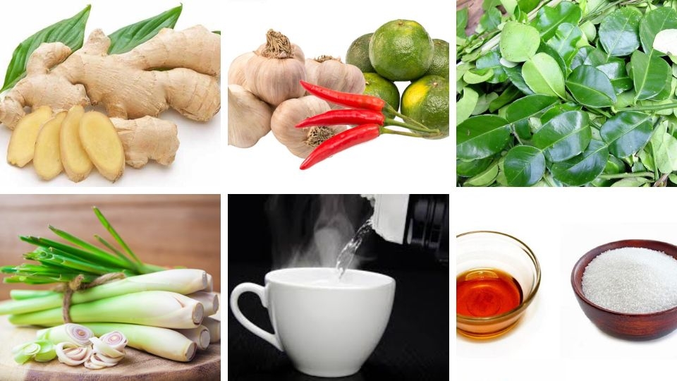 Nguyên liệu làm nước mắm gừng chấm ốc