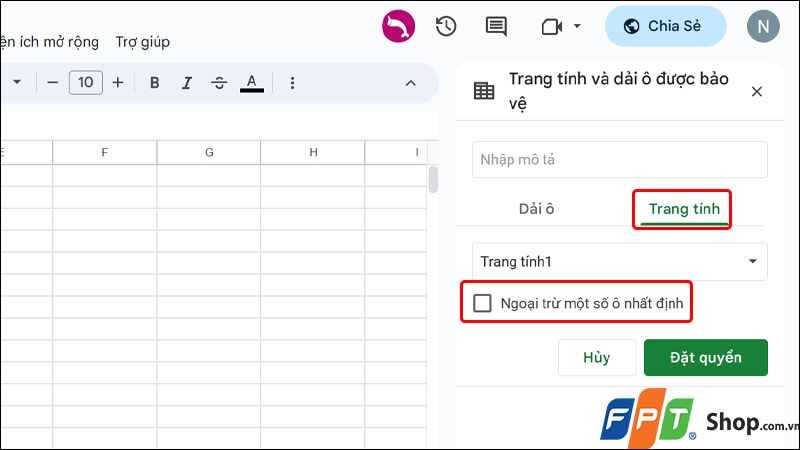 Khóa sheet trong Google Sheets - hình 14