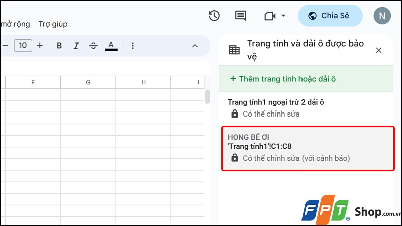 Khóa sheet trong Google Sheets - hình 19