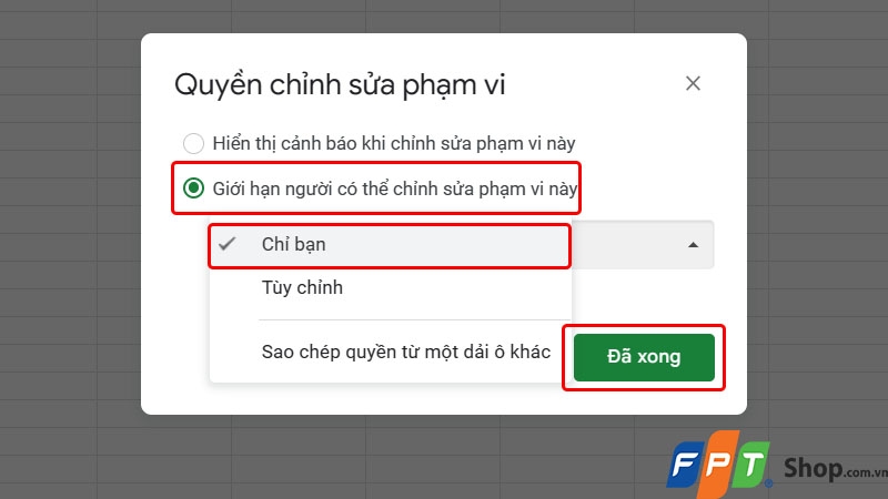 Khóa sheet trong Google Sheets - hình 4