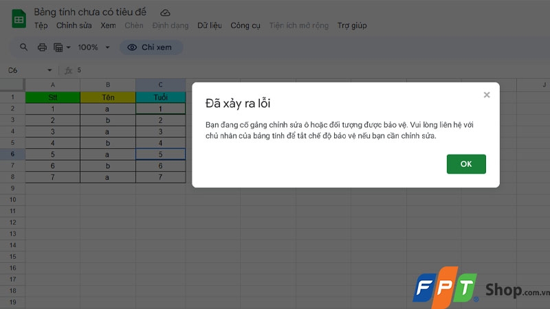 Khóa sheet trong Google Sheets - hình 5