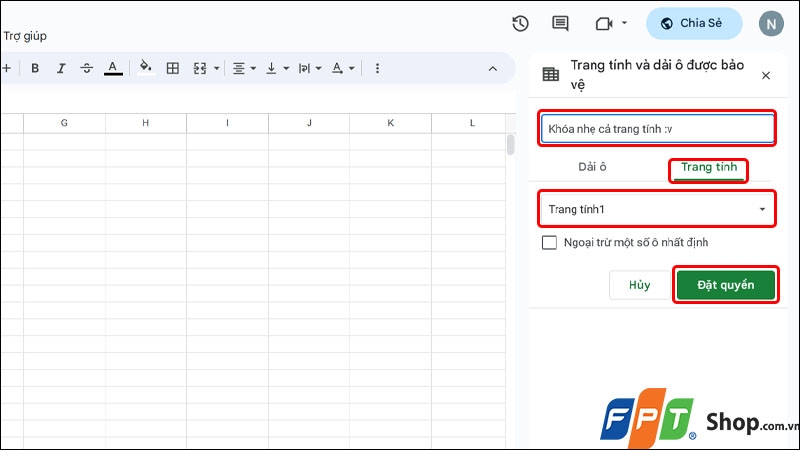 Khóa sheet trong Google Sheets - hình 7