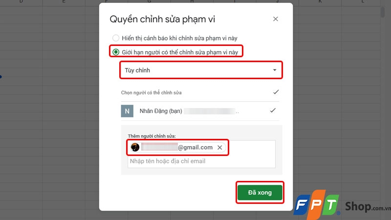 Khóa sheet trong Google Sheets - hình 8