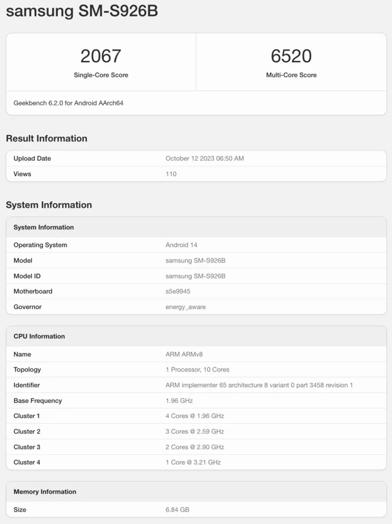 Galaxy S24 Plus xuất hiện trên Geekbench
