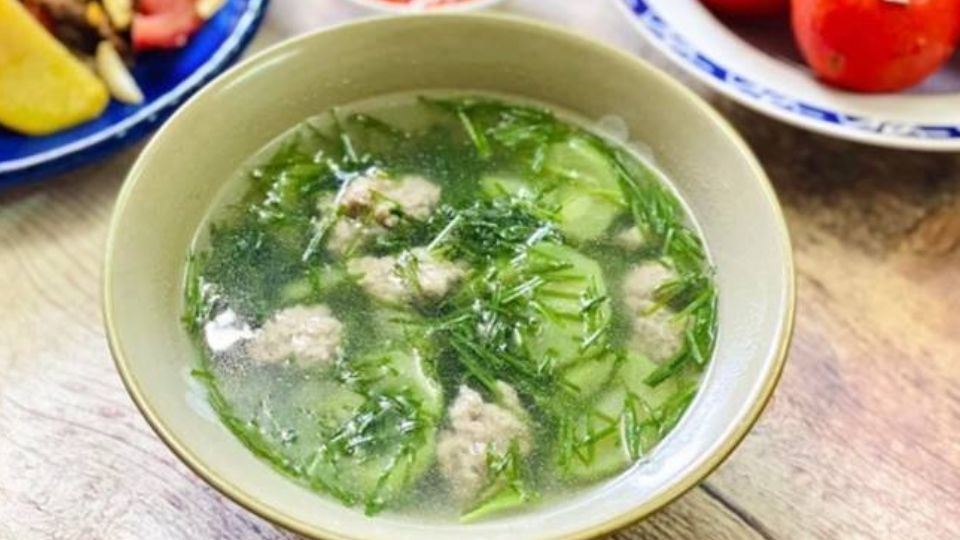 canh mướp nấu thịt heo xay