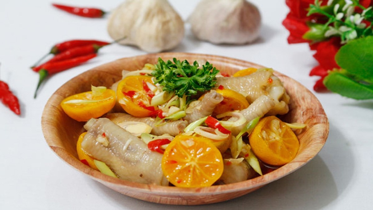 chân gà hấp hành 4