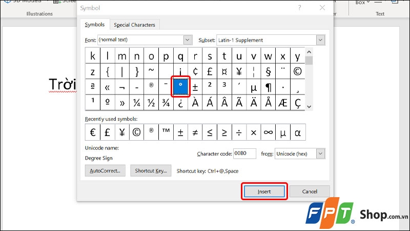 Thêm độ c trong Word - hình 10