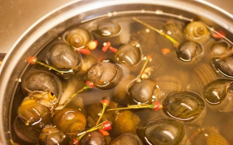 ốc nấu chuối đậu 2