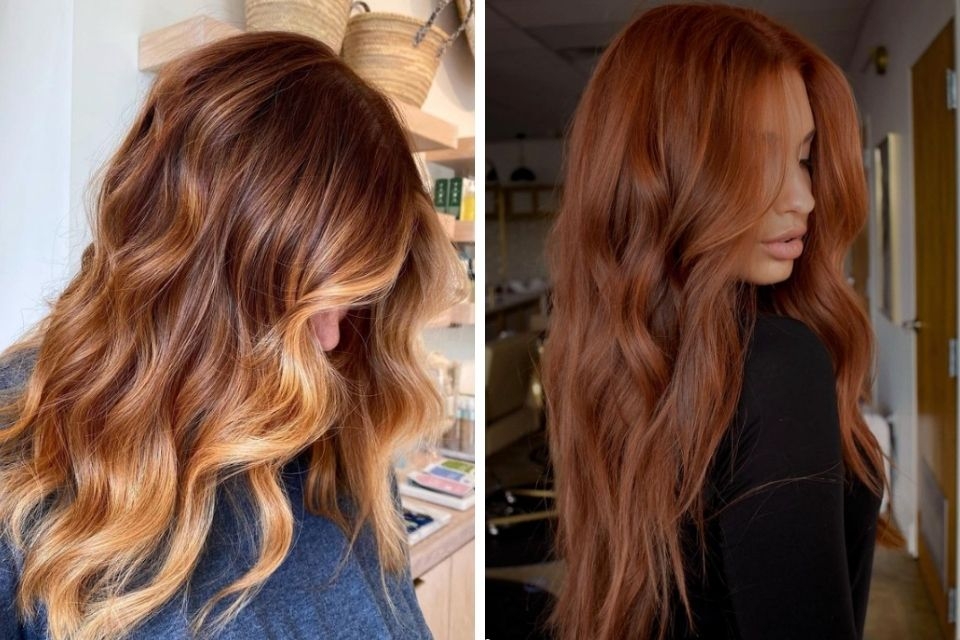 Màu tóc balayage vàng đồng