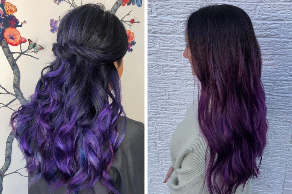 Màu tóc balayage tím