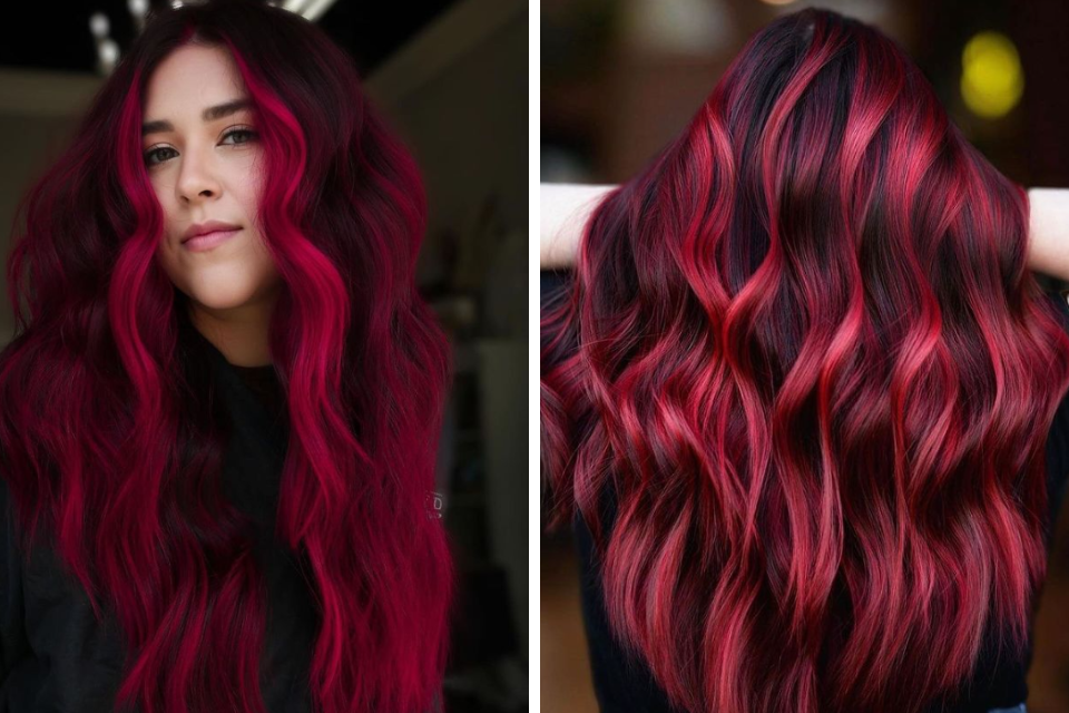màu tóc balayage đỏ quyến rũ