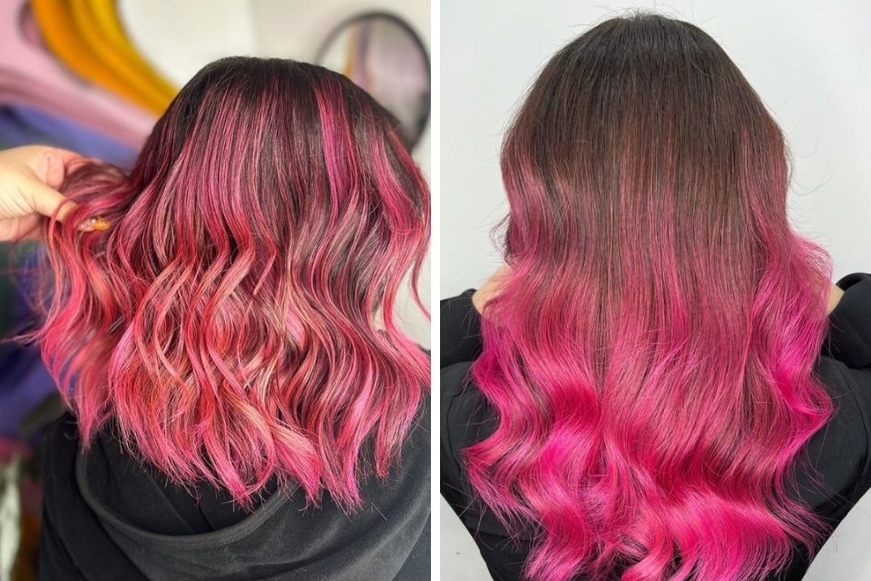 Màu tóc balayage hồng nữ tính