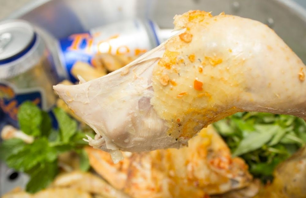 Resultado final del pollo al vapor con cerveza