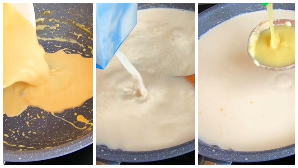 Nấu phô mai và sữa