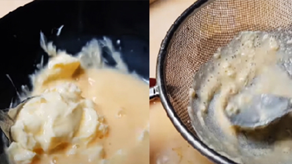Lọc rây, làm mịn phô mai