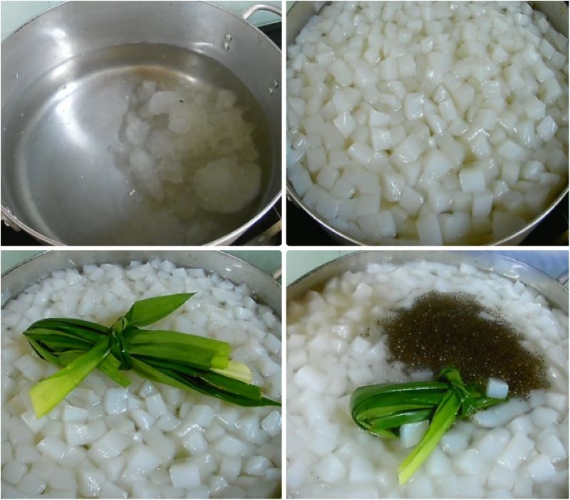 Nấu thạch dừa thô