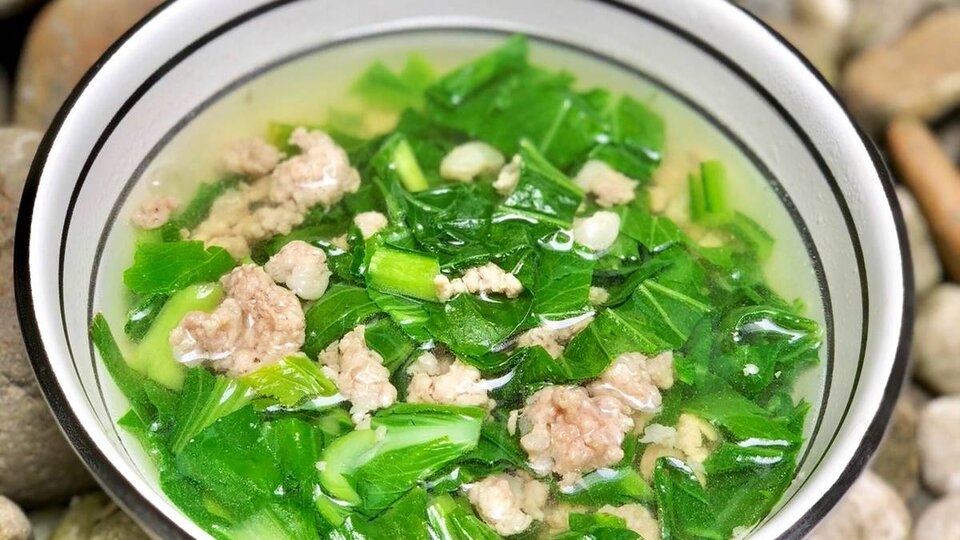 Canh cải thìa thịt băm