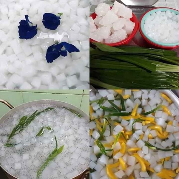 Trộn màu thạch dừa với hạt chia