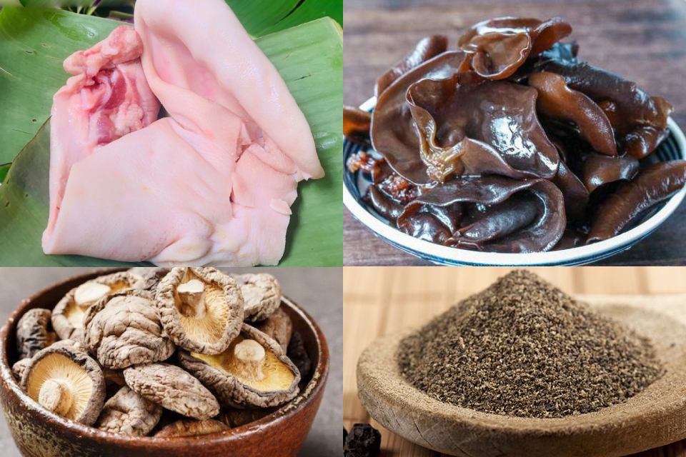 Các nguyên liệu cần chuẩn bị để làm giò thủ