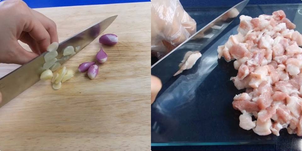 Cắt nhỏ thịt và trộn gia vị