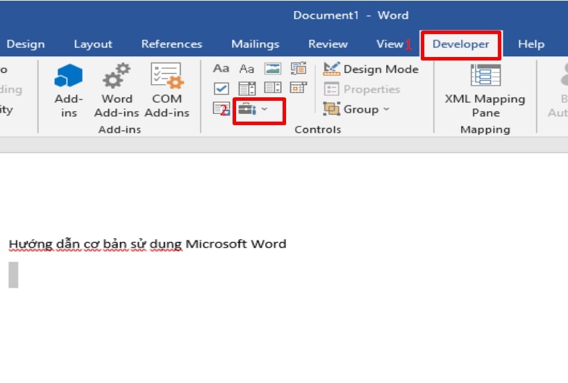 Sử dụng chức năng Developer.