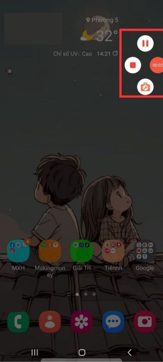 Chọn biểu tượng ghi hình