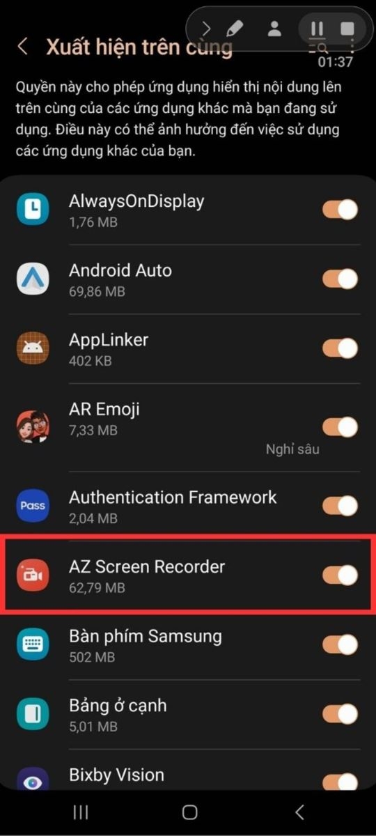 Chọn ứng dụng xuất hiện trên cùng